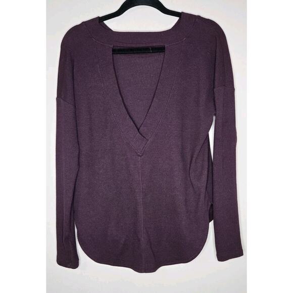 Athleta Womens Long Sleeve Sweater Blouse Top Plum Purple Size Small Petite - Picture 2 of 6